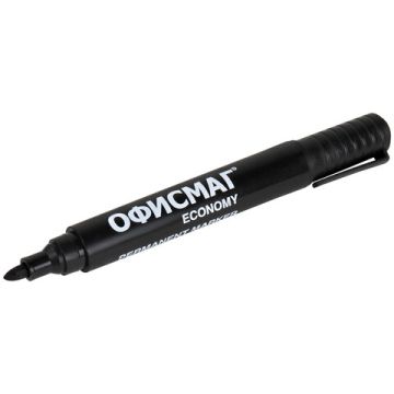 Маркер перманентный черный 3мм круглый наконечник ОФИСМАГ Economy 1/12