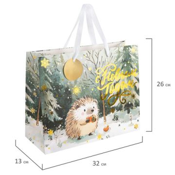 НГ Пакет подарочный бумажный (26х32х12) ассорти Акварельная зима 1/12/144