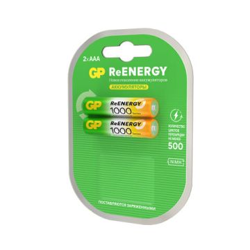 Элемент питания аккумулятор GP ReEnergy Ni-Mh AAA(R03) КОМПЛЕКТ 2шт ёмк 950мАч  (Клиент)