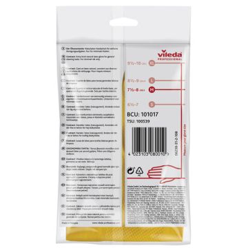 Резиновые перчатки с х/б напыл латекс хозяйств VILEDA Контакт разм L 1/10/50 (клиент)