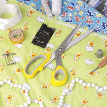 Ножницы 230мм портновские желтые с резиновыми вставками ОСТРОВ СОКРОВИЩ 1/12/96 (Клиент)