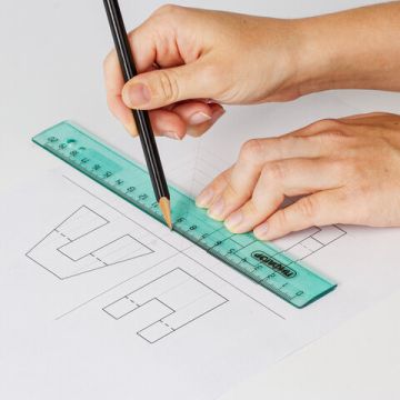 Линейка 20см пластиковая прозрачная неоновая Пифагор 1/20