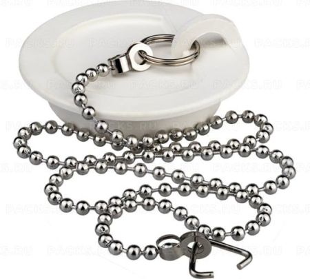 Пробка для ванны белая с цепочкой из нерж.стали 45 см (1/1) 