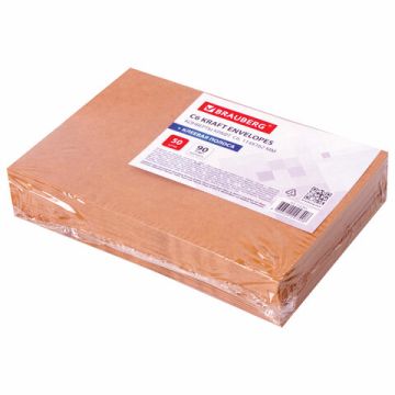 Конверты С6 114х162мм КРАФТ клей 90г/м2 треугольный клапан BRAUBERG 50/1000 (Клиент)