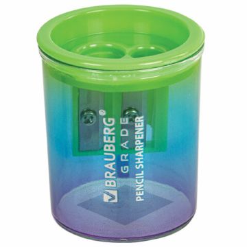 Точилка 2 отверстия с контейнером цвет ассорти Grade BRAUBERG 1/12/720