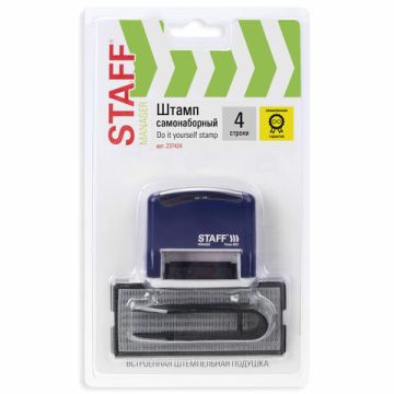 Штамп самонаб 4-стр оттиск 48х18мм синий б/рамки STAFF Printer 8052 корпус синий касса 1/10 (Клиент)