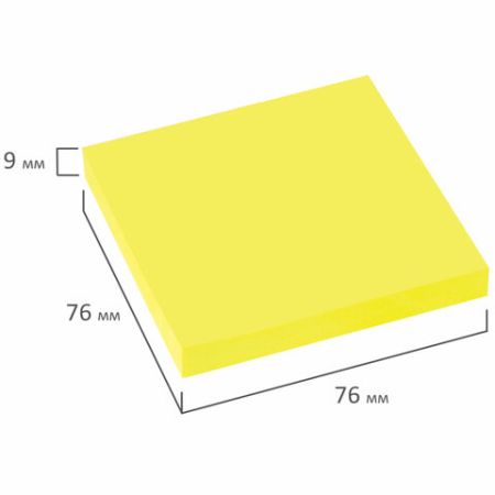 Блок самоклеящийся 76х76мм 100л желтый неон STAFF 1/24