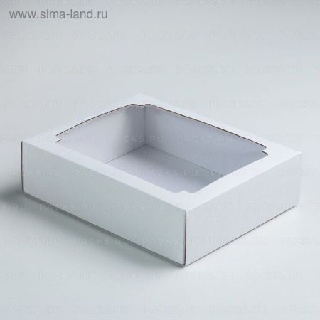 Коробка с окном 180х150х50мм микрогофрокартон белая 5/250