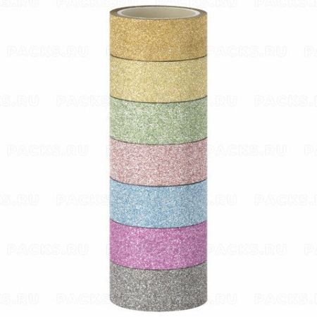 Клейкие Washi-ленты декоративные 7шт 3м ПАСТЕЛЬ