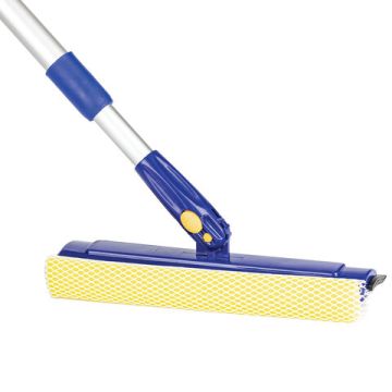 Швабра для мытья окон 25см вращающаяся телескопическая ручка(стяжка, губка, ручка) Лайма 1/24