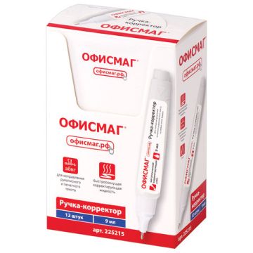 Корректор-ручка 9 мл метал. наконечник ОФИСМАГ 1/12