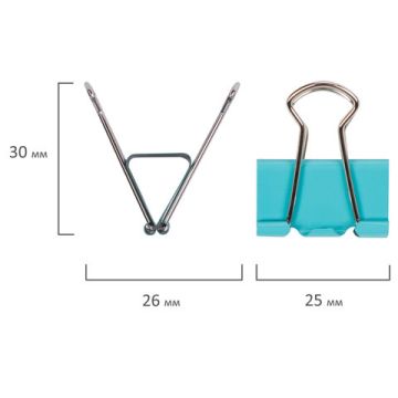 Зажимы для бумаг 25мм на 100л (12шт) цветные в картонной коробке Staff 1/12