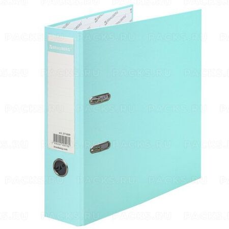 Папка-регистратор А4 75мм BRAUBERG ламинированная мятная 1/20