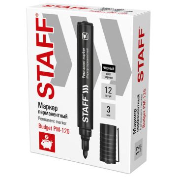 Маркер перманентный черный 3мм круглый наконечник Basic STAFF 1/12/1200