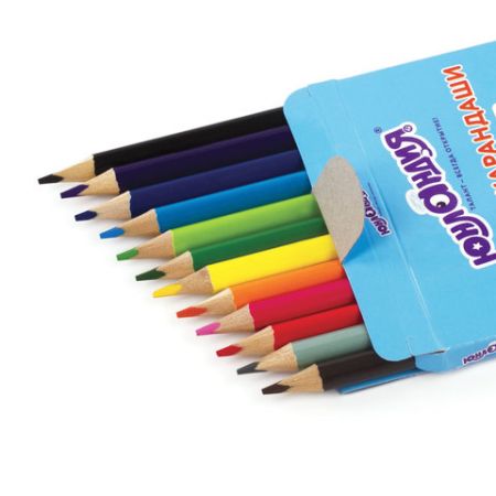 Карандаши цветные 12цв трехгранные с заточкой ЮНЛАНДИЯ 1/12