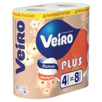 Туалетная бумага евро 2сл белая 4штх30м Standart Plus VEIRO 1/15 (Клиент)
