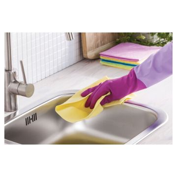 Резиновые перчатки с х/б напыл латекс хозяйств рифл пальцы Роза YORK М 1/48