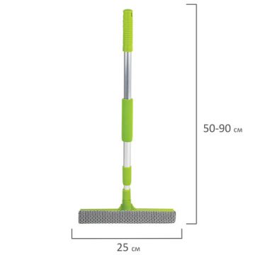 Швабра для мытья окон 25см алюмин.телескоп.ручка 50-90см (стяжка, губка, ручка) ЛЮБАША 1/24