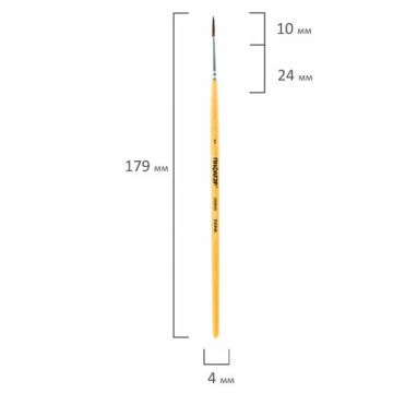 Кисть пони круглая №1 лакированная ручка с колпачком ПИФАГОР 1/30