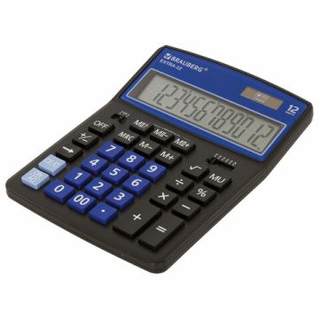 Калькулятор настольный BRAUBERG EXTRA-12-BKBU (206x155мм) 12разр дв питание ЧЕРНО-СИНИЙ 1/1