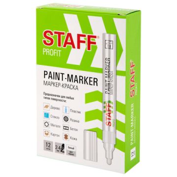 Маркер-краска лаковый белый 2-4мм нитро-основа STAFF PROFIT 1/12