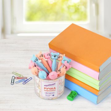 Ручка фигурная шариковая мягкий силиконовый корпус, ассорти, СИНЯЯ, 0,7мм ЮНЛАНДИЯ Мишка 1/12