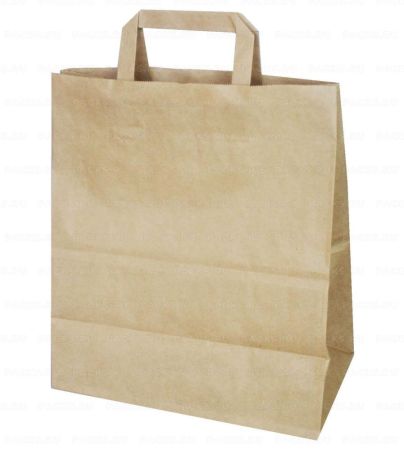 Пакет бумажный крафт с плоскими ручками 280х150х320 70гр/м до 5кг 250/250