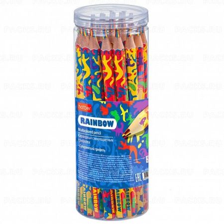 Карандаш с многоцветным грифелем заточен Хатбер Rainbow 1/30