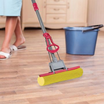 Швабра самоотжимная, ролик.отжим, PVA 27см, телеск.черенок 70-125см  ЛАЙМА Бюджет 1/20 (клиент)