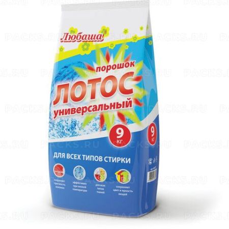 Порошок стиральный ЛЮБАША ЛОТОС 9кг автомат, для всех видов тканей 1/1