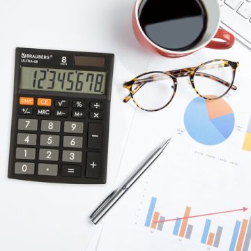 Калькулятор настольный BRAUBERG ULTRA-08-BK 8 разрядов черный 1/40/80 (Клиент)