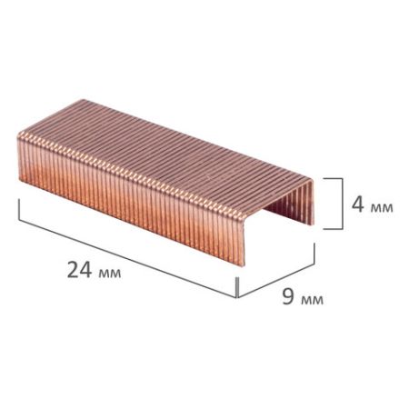 Скобы №10 1000шт медное покрытие BRAUBERG EXTRA 1/20