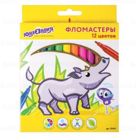 Фломастеры 12цв легкосмываемые ЮНЛАНДИЯ Экзотика 1/12 