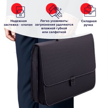 Портфель пласт. BRAUBERG котракт А4 370*280*120 мм, 2 отделения, черный 1/15 (клиент)