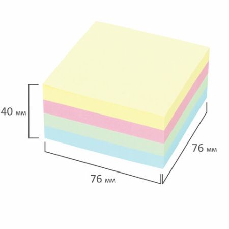 Блок самоклеящийся 76х76мм 400л 4цвета STAFF 1/12