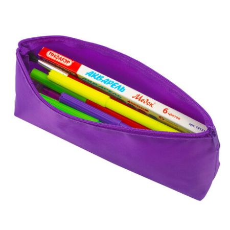 Пенал-косметичка 19х4х9см молния фиолетовый 1/10/60 (Клиент)