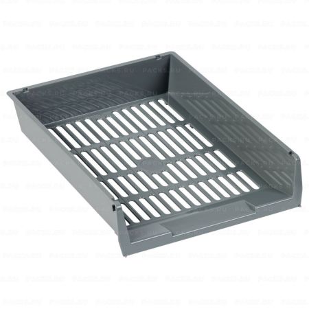 Лоток горизонтальный для бумаг 350х272х65мм серый СТАММ 1/6
