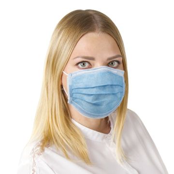 Маски медицинские, комплект 50шт, 3-х слойные, голубые (фильтр СМС) 1/70  (Вывод)