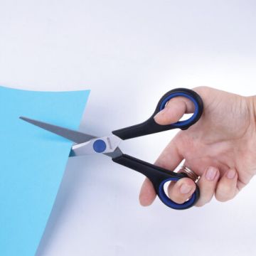 Ножницы 165мм метал черно-синие вставки европодвес Soft Grip Brauberg 1/12