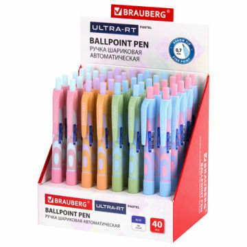 Ручка шариковая автомат синяя узел 0,7мм Brauberg Pastel 1/40