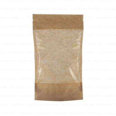 Пакет Zip-Lock Дой-Пак крафт (14х22,5)+(4+4) с большим окном Aviora 100/700
