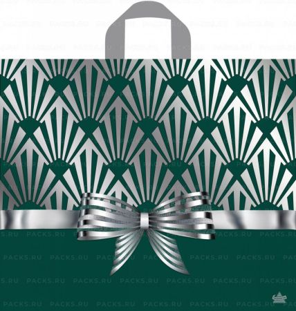 Пакет с петлевой ручкой (34х40)-70 Изумрудные ромбы ТИКО 50/300