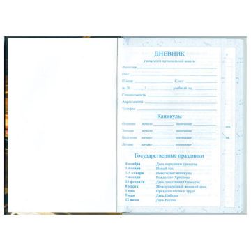 Дневник для музыкальной школы 48л твердый, BRAUBERG, выборочный лак, Симфония, 103601