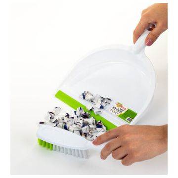 Совок для мусора со щеткой-сметкой пластик резиновая кромка ЛЮБАША 1/24 (клиент)