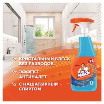Средство для мытья стекол и зеркал 530мл Мистер Мускул После дождя 1/12 (Тендер)