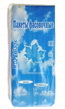 Пакет фасовочный Евро (14+8х32)-5 Робот (600) кленовый лист синий 1/10