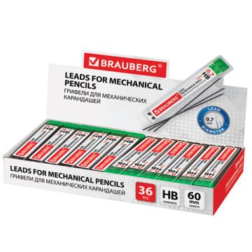 Грифель запасной 12шт HB 0,7мм BRAUBERG 1/36/1440