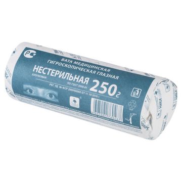 Вата глазная нестерильная НИКА 250 г 1/48 (клиент)