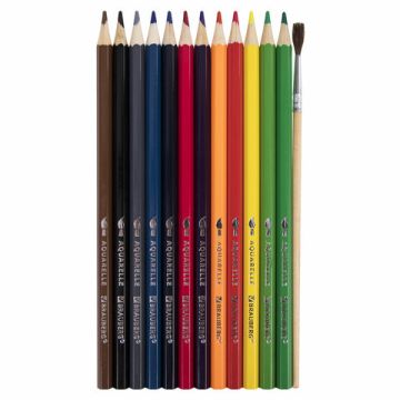 Карандаши цветные 12цв акварельные с кистью заточенные BRAUBERG 1/12/240