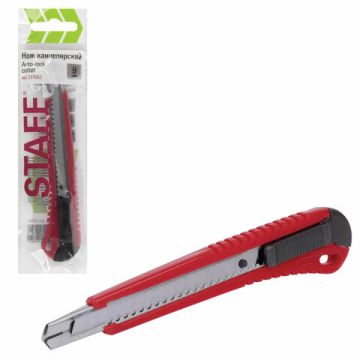 Нож канцелярский 9мм усиленный метал направляющиецвет ассорти STAFF Profit 1/30/480 (клиент)